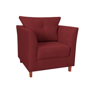 Poltrona Estofada Com Almofada Isis Recepção Consultório Suede Vermelho Bordô - LM DECOR