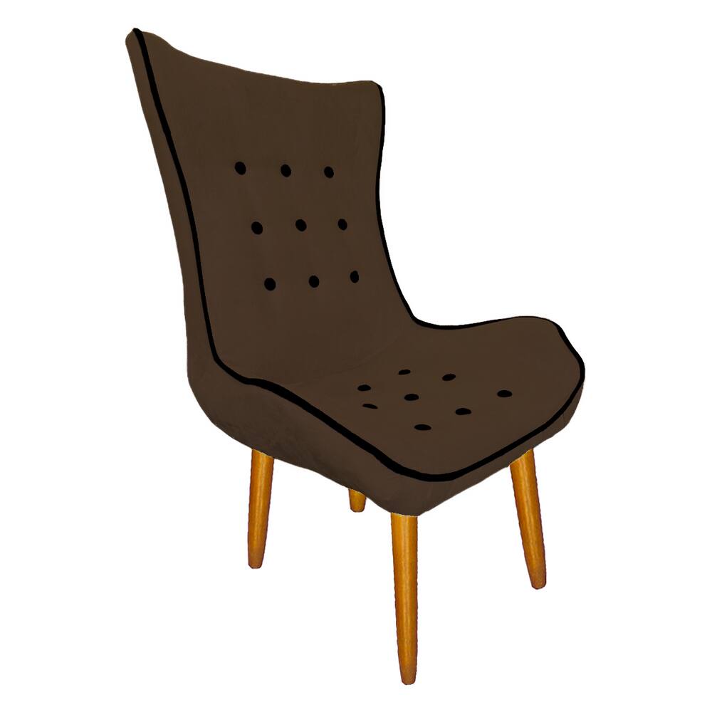 Poltrona Estofada Jessica Para Sala Comercial Suede Marrom - LM DECOR