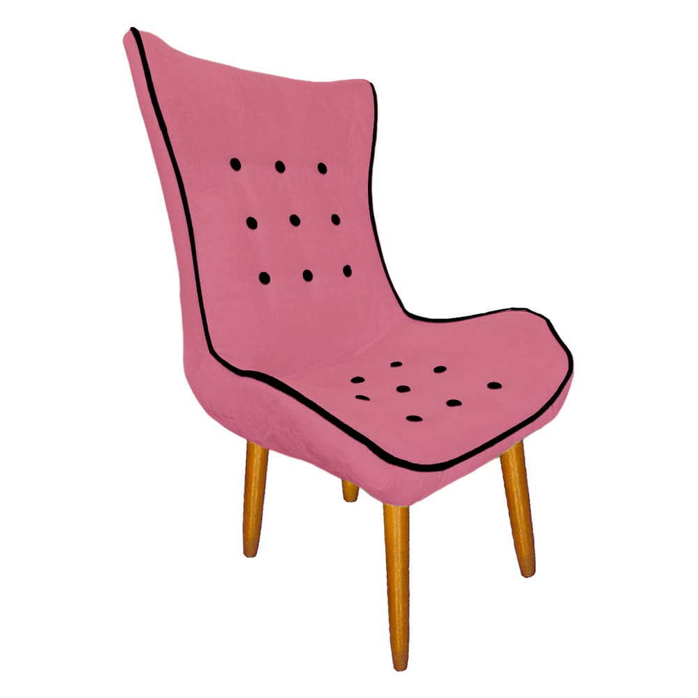 Poltrona Estofada Jessica Para Sala Comercial Suede Rosa Barbie - LM DECOR