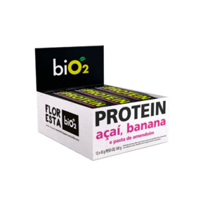 Barra de Proteína Vegana Açaí, Banana e Pasta de Amendoim biO2 Cx 12 un de 45g