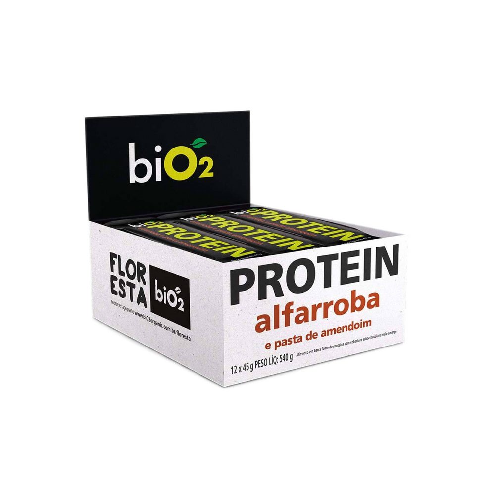 Barra de Proteína Vegana Alfarroba e Pasta de Amendoim biO2 Cx 12 un