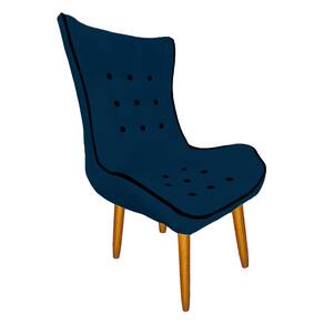 Poltrona Estofada Jessica Para Recepção Consultório Suede Azul Marinho - LM DECOR