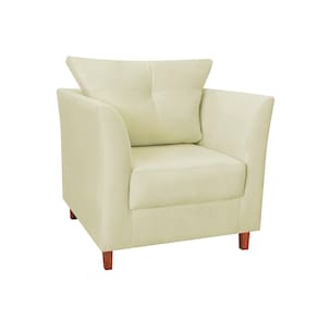 Poltrona Cadeira Sofá Decorativa Isis Sala Estar Salão Beleza Suede Bege - LM DECOR
