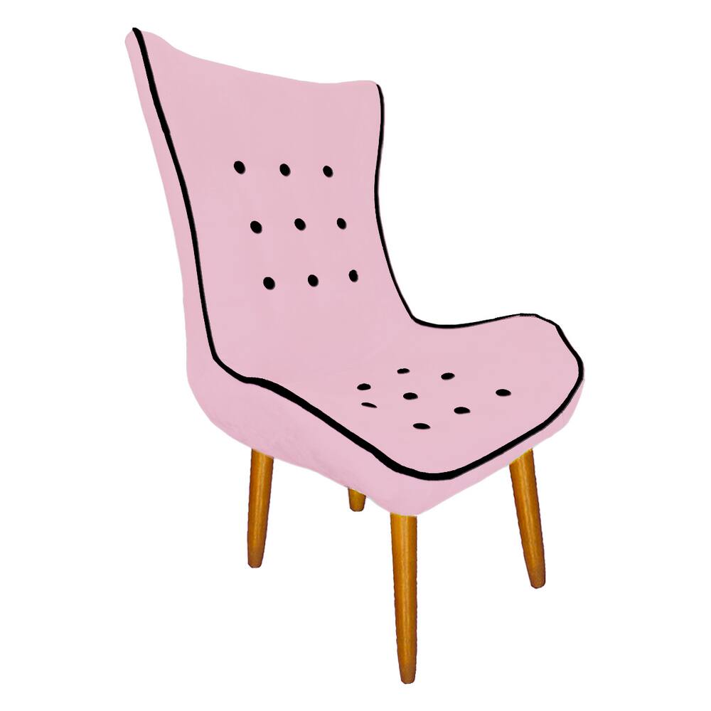 Poltrona Estofada Jessica Para Recepção Consultório Suede Rosa Bebe - LM DECOR