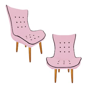 Combo 02 Poltrona Estofada Jessica Hall de Entrada Suede Rosa Bebe - LM DECOR