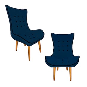 Jogo 02 Poltrona Decorativa Jessica Salão de Beleza Suede Azul Marinho - LM DECOR