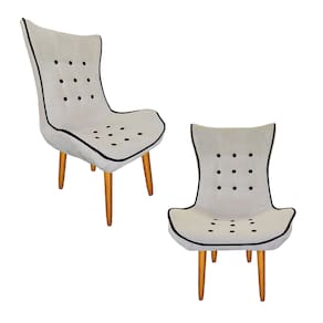 Combo 02 Poltrona Estofada Jessica Hall de Entrada Suede Bege - LM DECOR