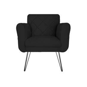 Poltrona Decorativa Para Recepção Com Pés de Ferro Isabella Corano Preto - LM DECOR