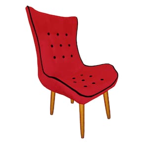 Poltrona Estofada Jessica Para Sala Comercial Suede Vermelho - LM DECOR