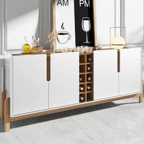 Buffet Aparador 190cm 4 Portas e Adega Lizz Casa D Branco/Cedro