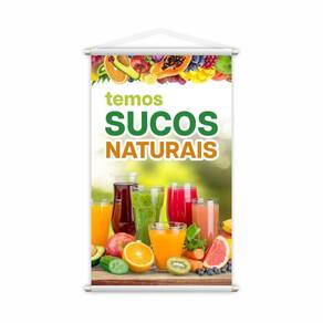 Banner Temos Sucos Naturais Frutas Bebida Lona 60X40Cm