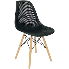 Cadeira Charles Eames Colmeia Eiffel Base Madeira - Preta