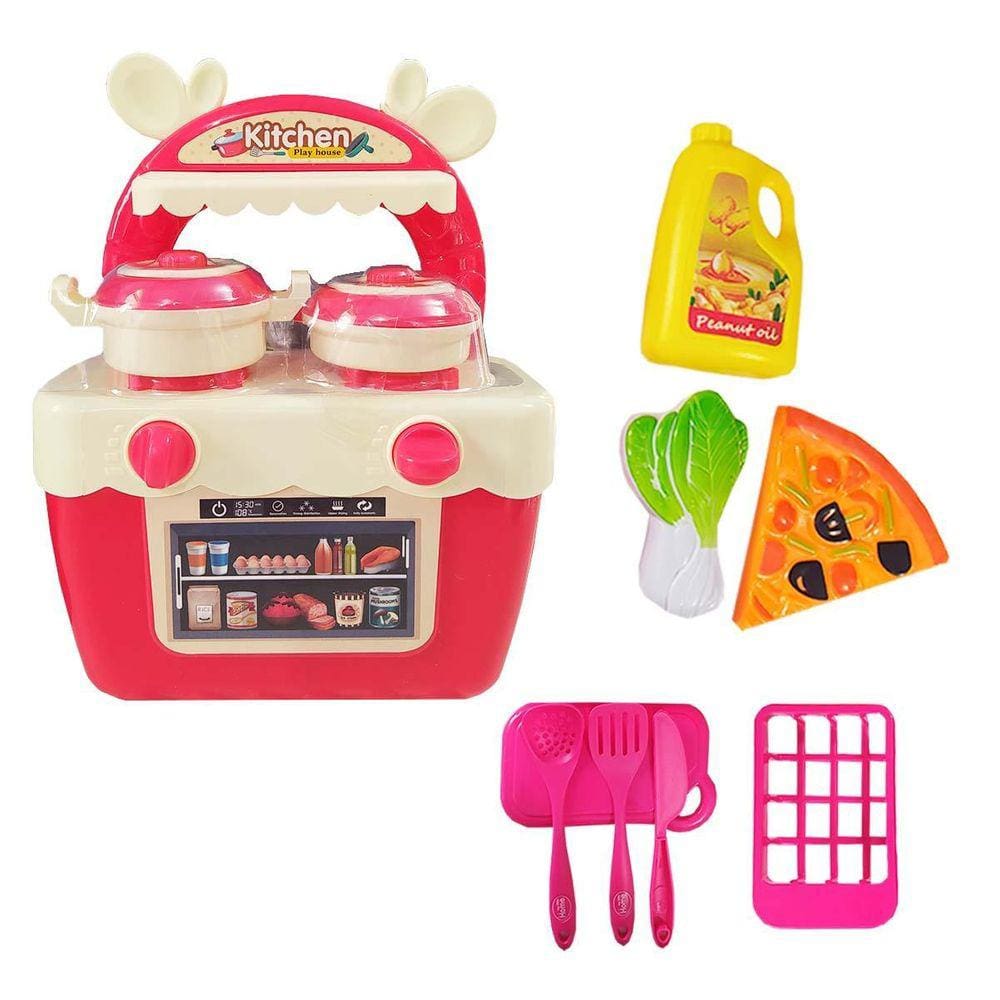 Brinquedo Cozinha Feliz Fogão E Acessórios Vermelho