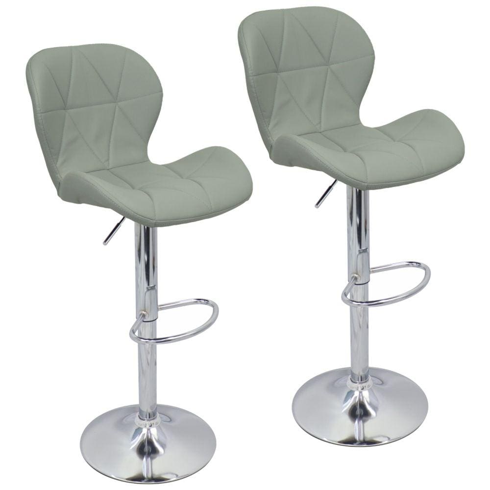 Kit 2 Banquetas Slim Estofada Giratória c/ Regulagem - Cinza