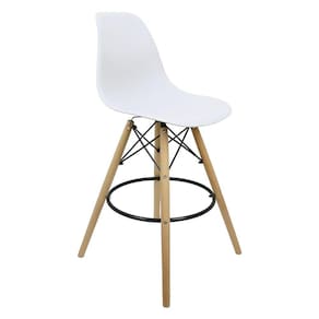 Banqueta Charles Eames Eiffel Wood Design Base Fixa Madeira - Branca