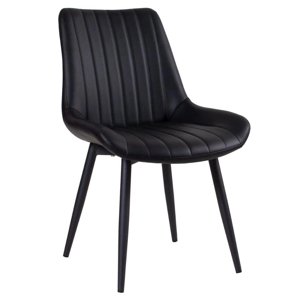 Cadeira Chicago Poltrona Estofada Pu Vintage Retro Pés Preto - Preto