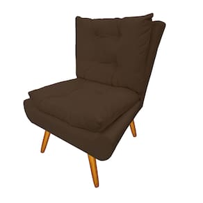 Kit 2 Poltronas Decorativa Estofada Pés Palito Para Escritório Karen Suede Marrom - LM DECOR