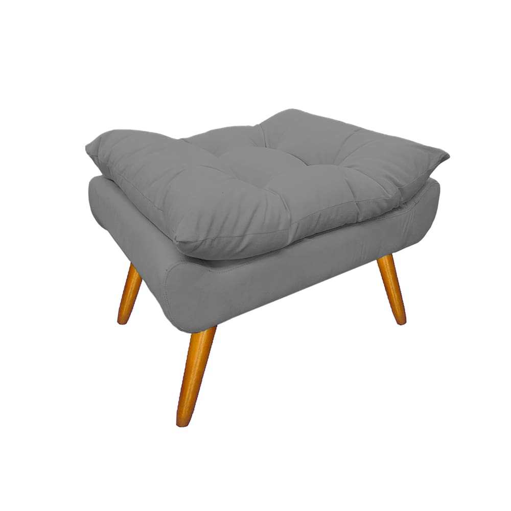 Puff Banco Estofado Decorativo Para Salão de Beleza Karen Suede Cinza - LM DECOR