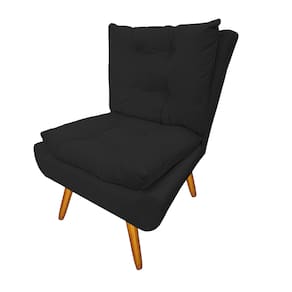 Poltrona Decorativa Estofada Recepção Consultório Clínica Karen Suede Preto - LM DECOR