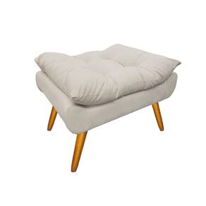 Puff Banco Estofado Decorativo Para Salão de Beleza Karen Suede Bege - LM DECOR