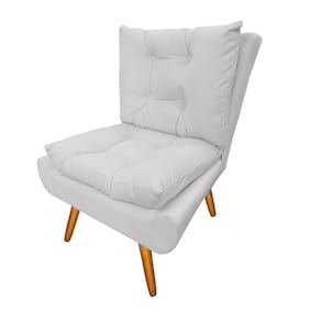 Poltrona Decorativa Estofada Para Sala de Estar Karen Corano Branco - LM DECOR
