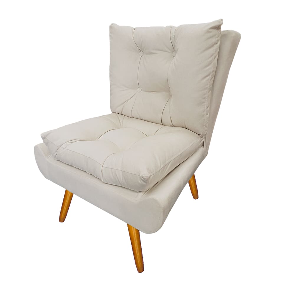 Kit 2 Poltronas Decorativa Estofada Pés Palito Para Escritório Karen Corano Bege - LM DECOR