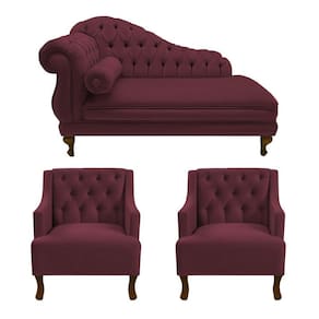 Divã Larissa 185 cm e 2 Poltronas Genesis Suede Vermelho Bordo - LM DECOR