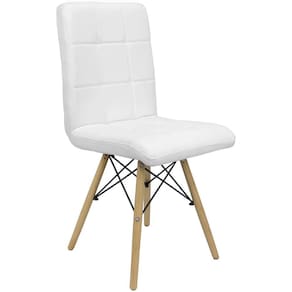 Cadeira Gomos Eiffel Eames Fitz Dublin Estofada Base Madeira - Branca