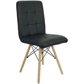 Cadeira Gomos Eiffel Eames Fitz Dublin Estofada Base Madeira - Preta
