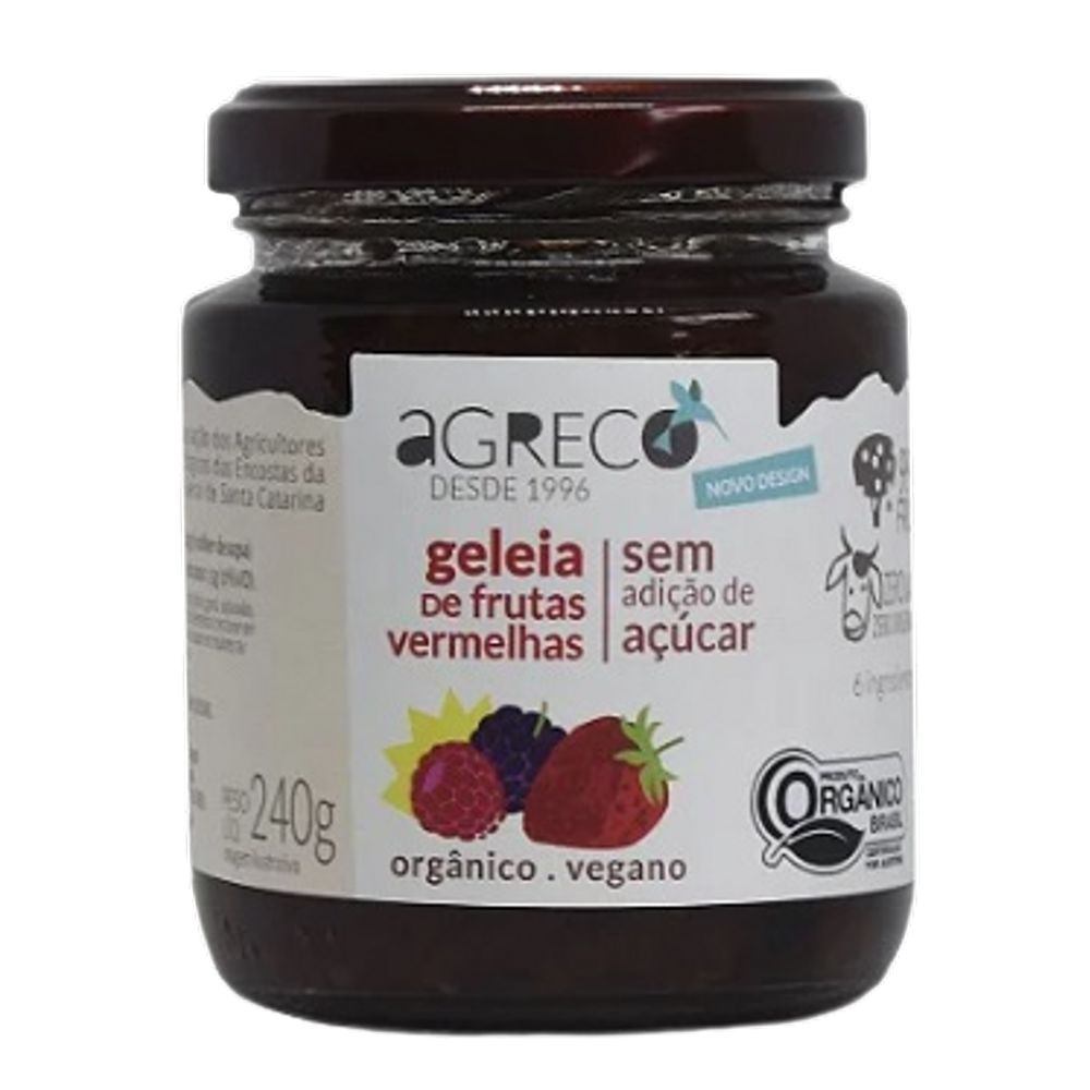 Geleia de Frutas Vermelhas Orgânica Sem Adição de Açúcar Agreco 240g