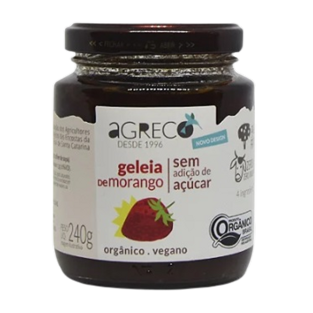 Geleia de Morango Orgânica Sem Adição de Açúcar Agreco 240g