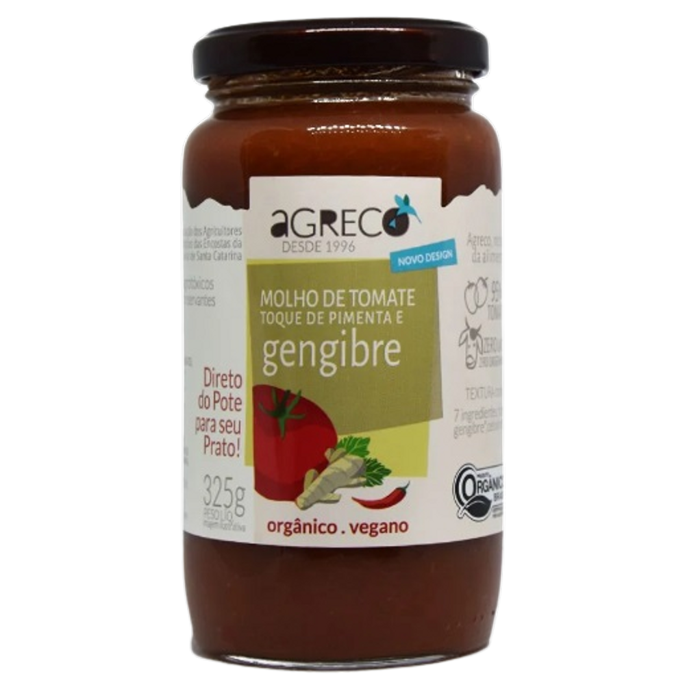 Molho de Tomate com Pimenta e Gengibre Orgânico Agreco 325g