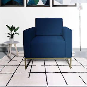 Conjunto 2 Poltronas Estofada Com Base de Ferro Para Clínica Leticia Pé Ferro Suede Azul Marinho - LM DECOR