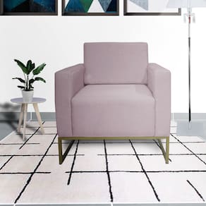 Poltrona Decorativa Com Base de Ferro Para Recepção Leticia Pé Ferro Suede Rose - LM DECOR