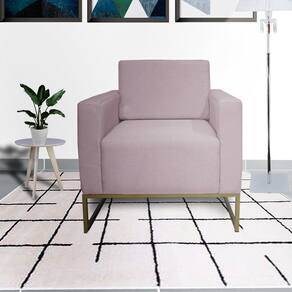 Conjunto 2 Poltronas Estofada Com Base de Ferro Para Clínica Leticia Pé Ferro Suede Rose - LM DECOR
