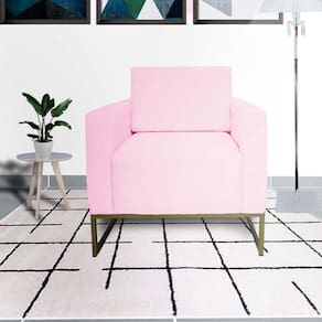 Conjunto 2 Poltronas Estofada Com Base de Ferro Para Clínica Leticia Pé Ferro Corano Rosa Bebe - LM DECOR