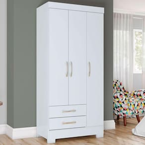 Guarda-Roupa Solteiro Sensi 3 Portas 2 Gavetas Flex Branco/Rosa Chá - Briz