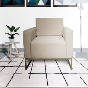 Combo 2 Poltronas Decorativa Com Base de Ferro Para Escritório Leticia Pé Ferro Suede Bege - LM DECOR