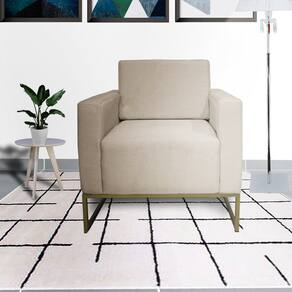 Conjunto 2 Poltronas Estofada Com Base de Ferro Para Clínica Leticia Pé Ferro Suede Bege - LM DECOR