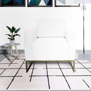Poltrona Decorativa Com Base de Ferro Para Hall de Entrada Leticia Pé Ferro Suede Branco - LM DECOR