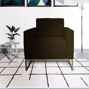 Conjunto 2 Poltronas Estofada Com Base de Ferro Para Clínica Leticia Pé Ferro Suede Marrom - LM DECOR