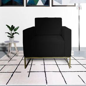 Conjunto 2 Poltronas Estofada Com Base de Ferro Para Clínica Leticia Pé Ferro Suede Preto - LM DECOR