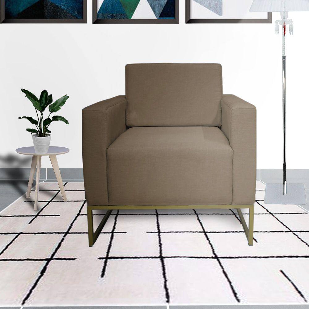 Combo 2 Poltronas Decorativa Com Base de Ferro Para Escritório Leticia Pé Ferro Suede Cappuccino - LM DECOR