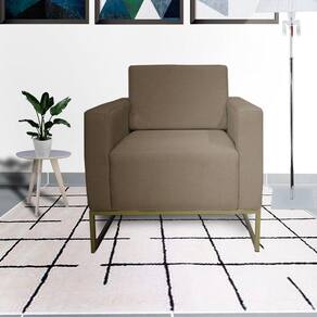 Conjunto 2 Poltronas Estofada Com Base de Ferro Para Clínica Leticia Pé Ferro Suede Cappuccino - LM DECOR