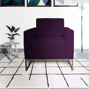 Combo 2 Poltronas Decorativa Com Base de Ferro Para Escritório Leticia Pé Ferro Suede Roxo - LM DECOR
