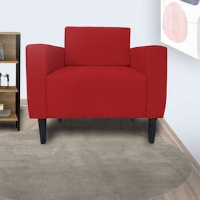 Poltrona Estofada Para Sala de Espera Leticia Slim Suede Vermelho - LM DECOR