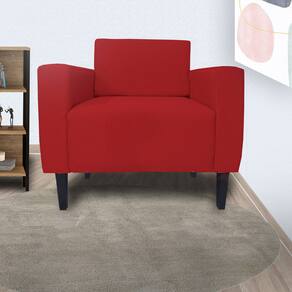 Poltrona Decorativa Para Sala de Estar Leticia Slim Suede Vermelho - LM DECOR