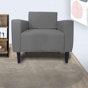 Poltrona Estofada Para Sala de Espera Leticia Slim Suede Cinza - LM DECOR