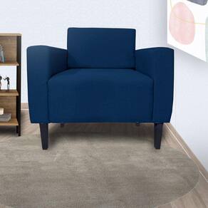 Poltrona Decorativa Para Sala de Estar Leticia Slim Suede Azul Marinho - LM DECOR