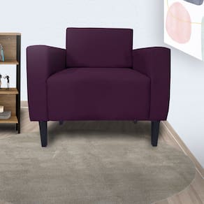 Kit 2 Poltronas Estofadas Decorativas Para Recepção Leticia Slim Suede Roxo - LM DECOR